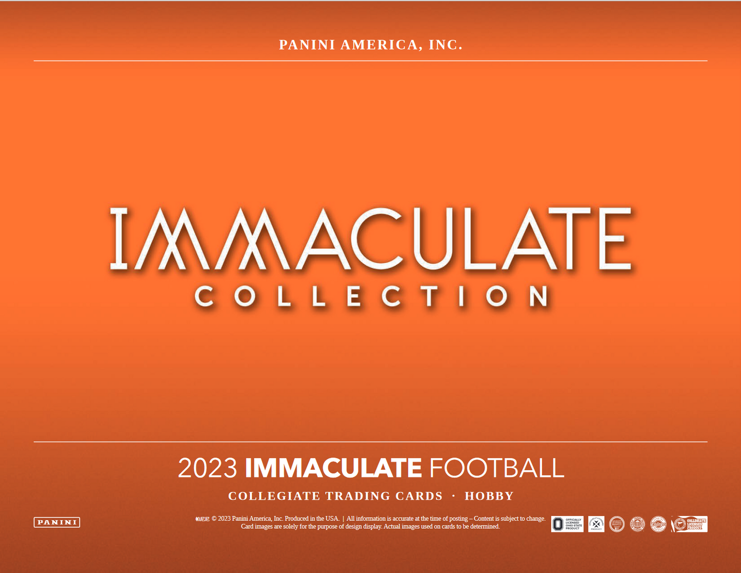2023 Panini Immaculate Collegiate Football Hobby 5 Box Case