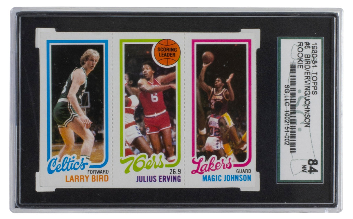 Larry Bird Julius Erving Magic Johnson 1980-81 Topps #6 Rookie Card SGC 84