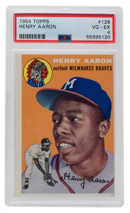 1954 Topps Hank Aaron #128 Rookie Braves Baseball Card PSA VG-EX 4